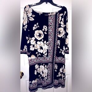 White House Black Market Monochrome Floral Dress